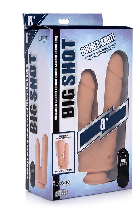 Actual product image Curve Toys 8" Double Shot Liquid Silicone Double Penetration Dildo 10X w/Tu