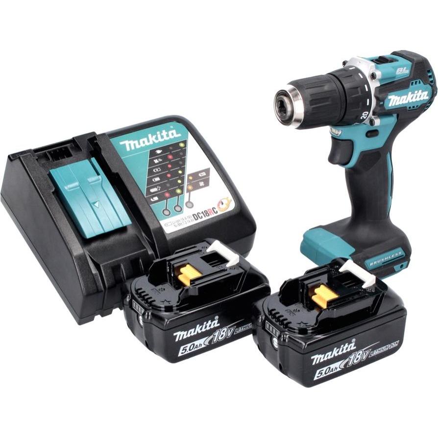 Thumbnail - Makita, Bohrmaschine + Akkuschrauber, DDF 487 RT Akku Bohrschrauber 18 V 40 Nm Brushless + 2x Akku 5,0 Ah + Ladegerät (A...