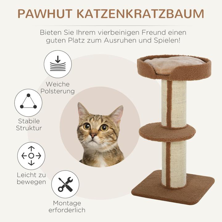 Immagine prodotto PawHut Albero per gatti con piattaforma (91 cm, Marrone chiaro)