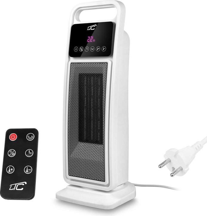 Actual product image Lasmex White heater LTC with ceramic heating element 1400/2000W with remote (2000 W)