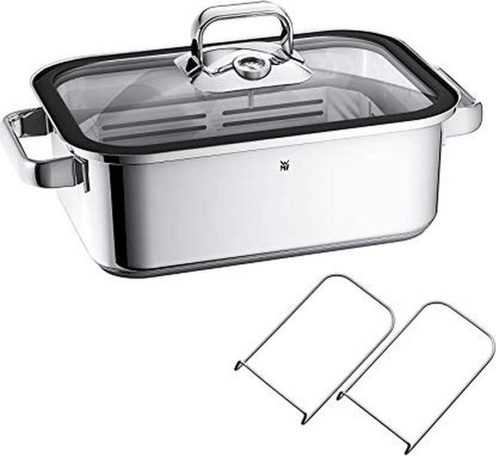 Produktbild WMF Dampfgarer Bräter 3,5l Glasdeckel Garblech Vitalis Compact Edelstahl (Bräter + Schmortopf, Edelstahl)