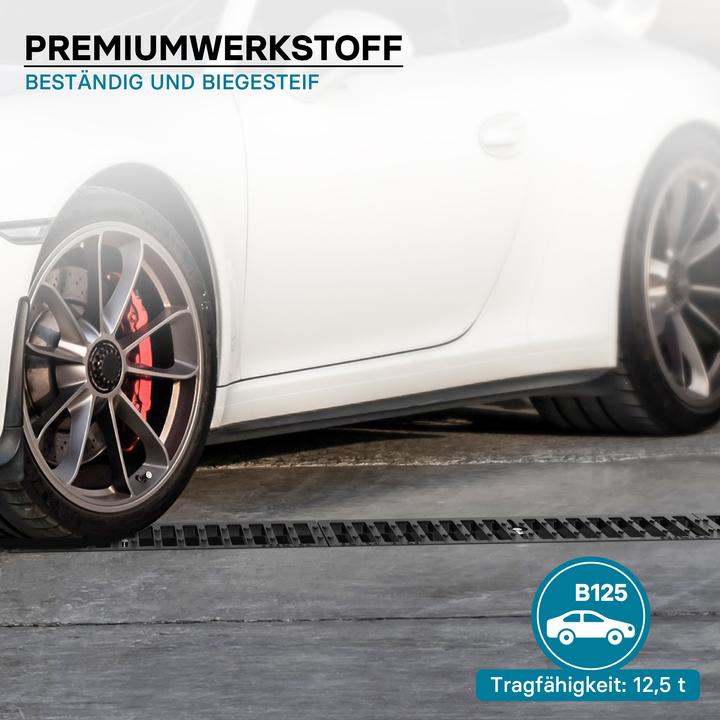 Produktbild Wiltec Entwässerungsrinne 1m Abdeckrost 12,5t Gusseisen Ablaufrinne Abwasserrinne