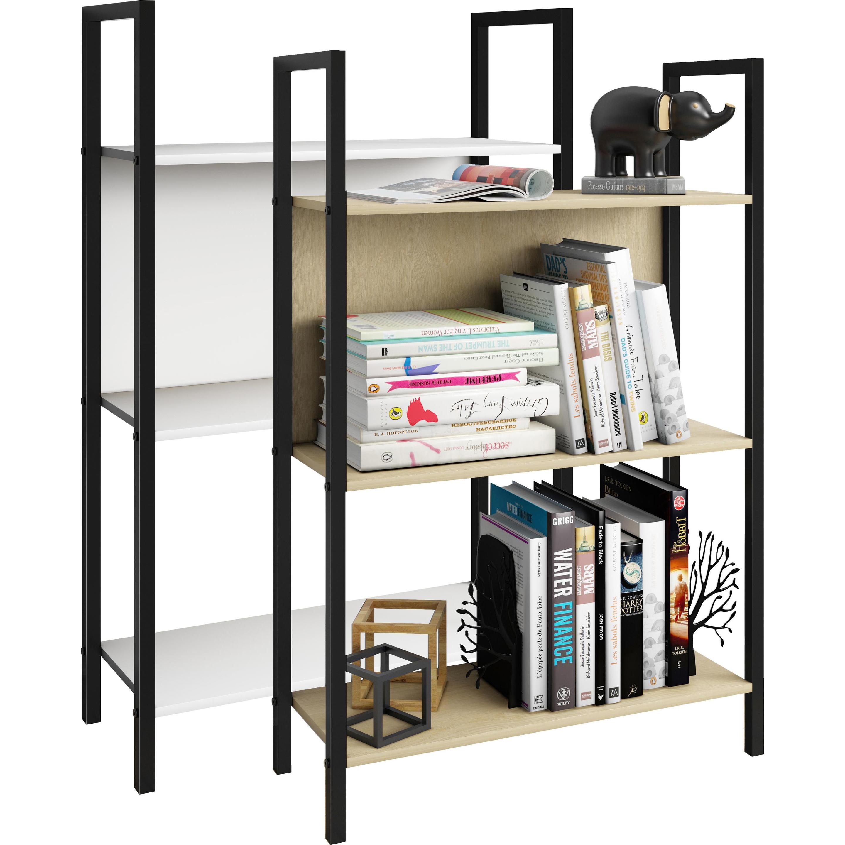 Thumbnail - VCM, Regal, Metall Stand Regal Bücher Flakos 3fach (100 x 56 x 24 cm)