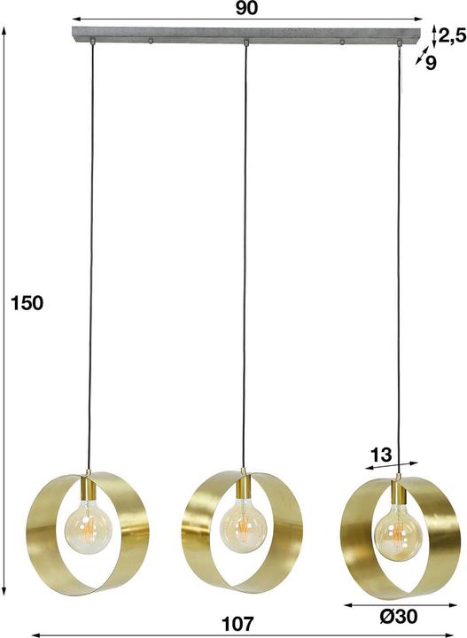 Actual product image zz_ArchivedByPCD_Mutoni industrial Hanging lamp Vegas 3L gold (E27)