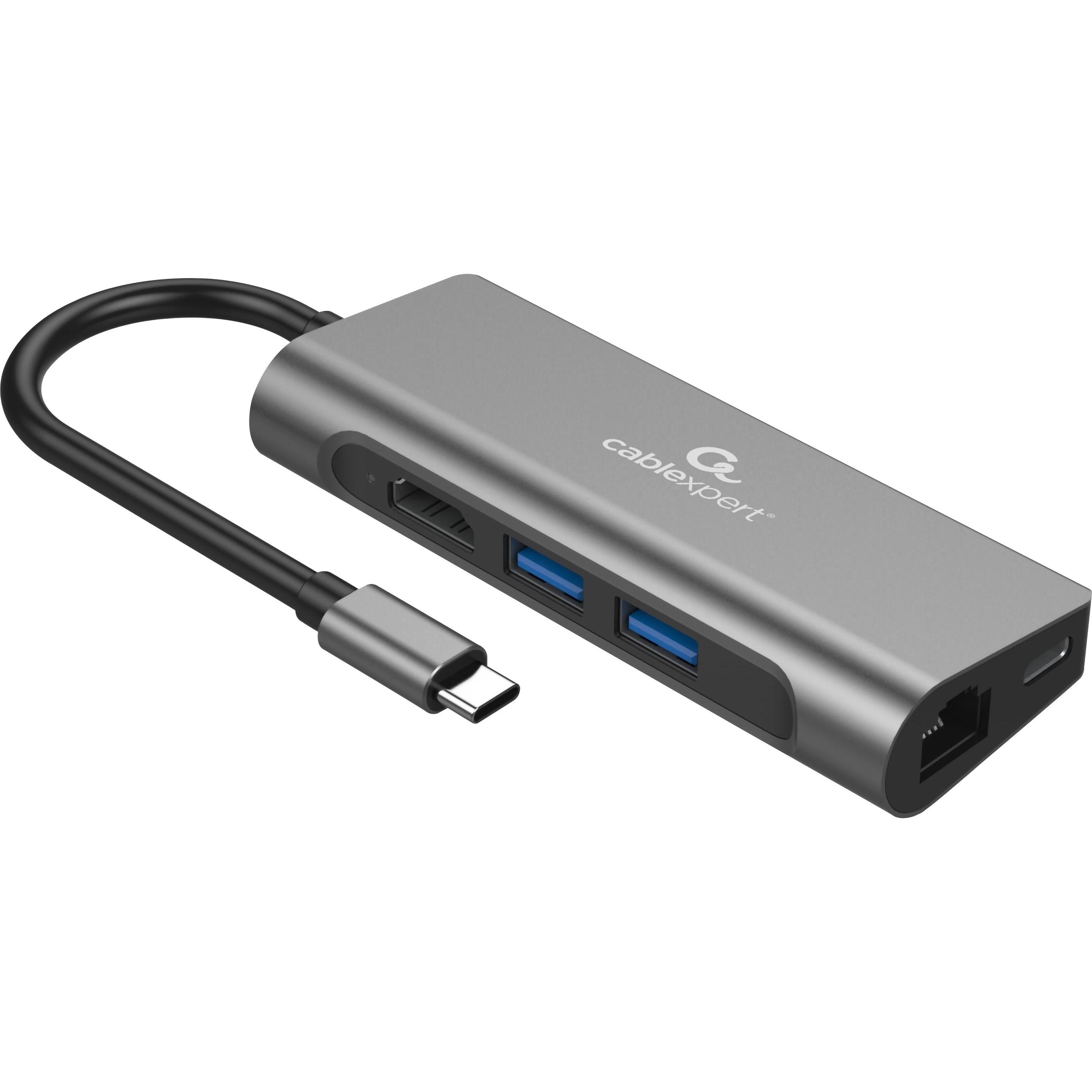 Gembird Adattatore USB Tipo-C 5-in-1 multiporta Hub+ HDMI+ A-CM-COMBO5-01 (USB-C), Docking station + Hub USB