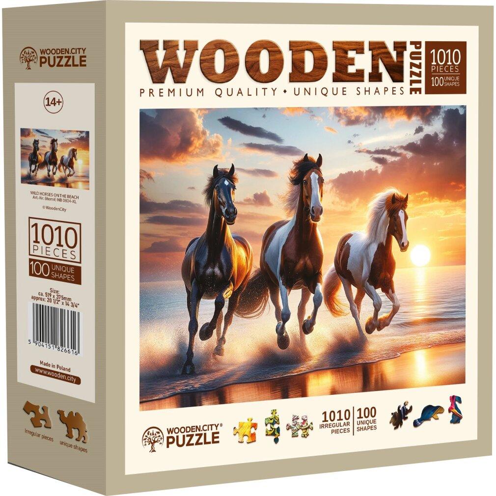 WoodenCity WOODEN CITY Wooden Puzzle Wild Horses On The Beach 1000 Jigsaw Puzzle with unique shapes (1000 pezzi)