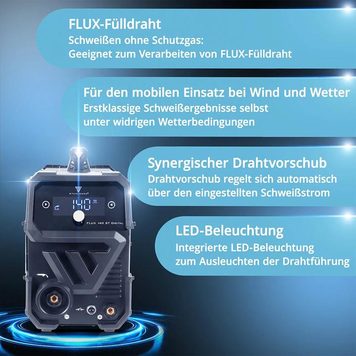 Actual product image Stahlwerk FLUX 140 ST Digital welding machine with 140 A full equipment, Lift-TIG