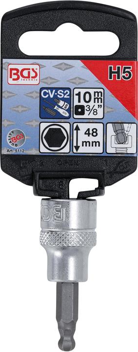Actual product image BGS Bit Socket 10 mm (3/8") internal Hexagon with Ball Head 5 mm (10mm)
