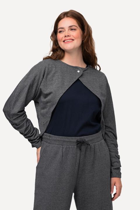 Image du produit Ulla Popken Sweat-shirt boléro en coton bio, manches longues chauve-souris et col rond (56)