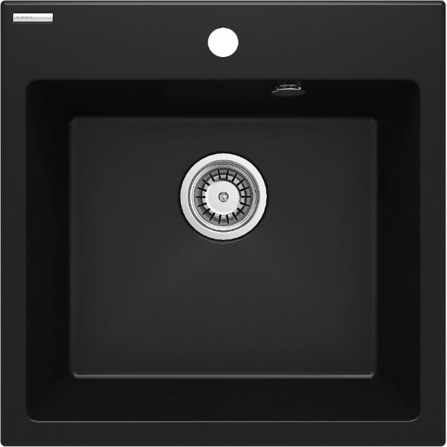 Deante Nero Lavello, Lavello In Granito A 1 Vasca (Lavandino Montato In Alto, 50 Cm, 50 Cm)