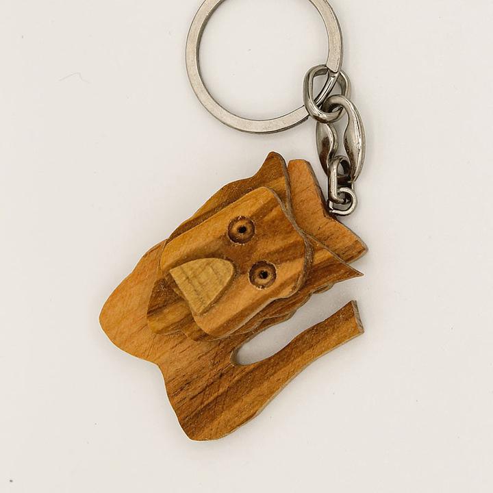 Actual product image Natura Punto Keychain lion, olive wood, brown, 5 x 5cm