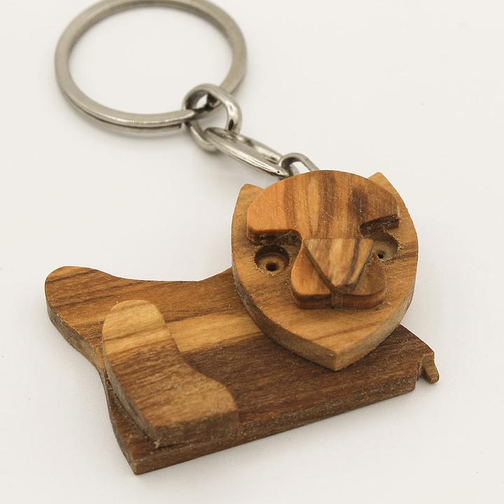Actual product image Natura Punto Keychain cat, olive wood, brown, 5 x 5cm