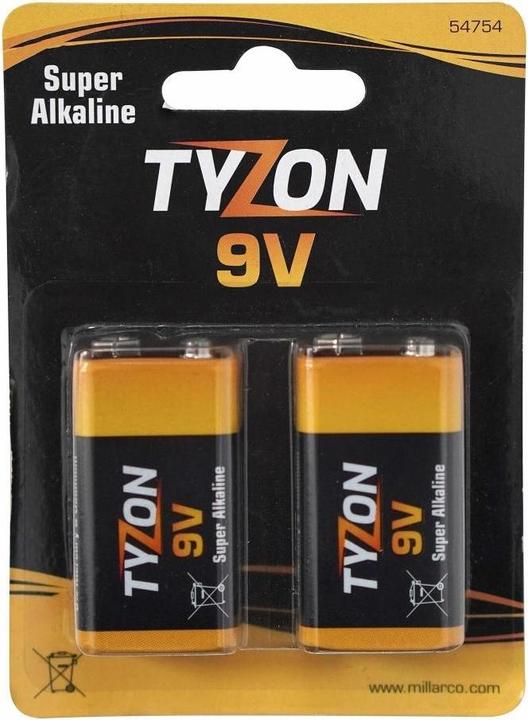 Produktbild Tyzon 9 V Super Alkaline Batterien 2er-Pack. (2 Stk., 9V Block, 600 mAh)