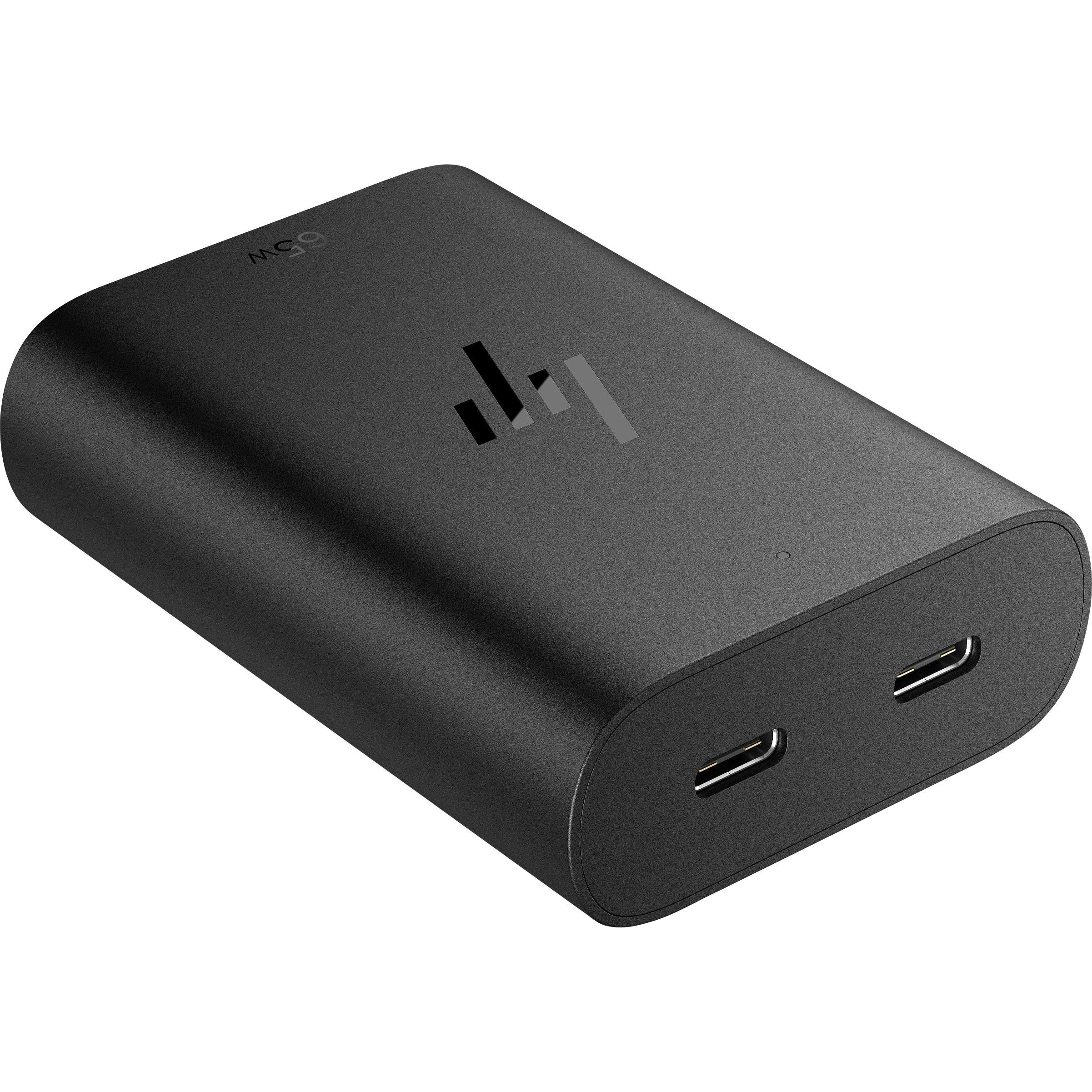 HP GaN 65 W USB-C Laptop-Ladegerät, Notebook Akku, Schwarz