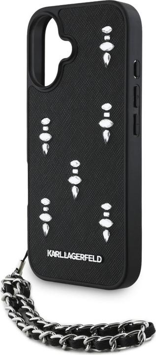 Actual product image Karl Lagerfeld Case Saffiano Crystals w/Chain for iPhone 16 black (Apple iPhone 16)