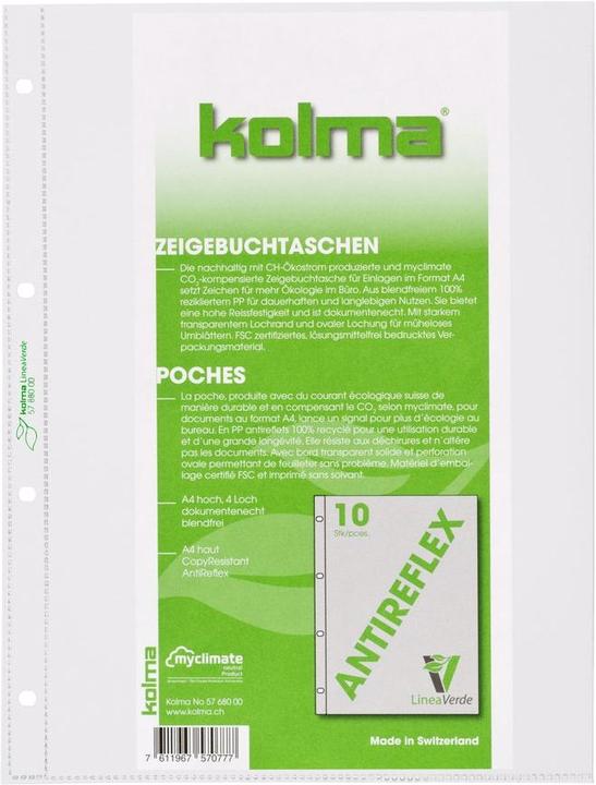 Image du produit Kolma Pochettes de présentation LineaVerde A4 recyclées grainées medium (A4, 100 x)
