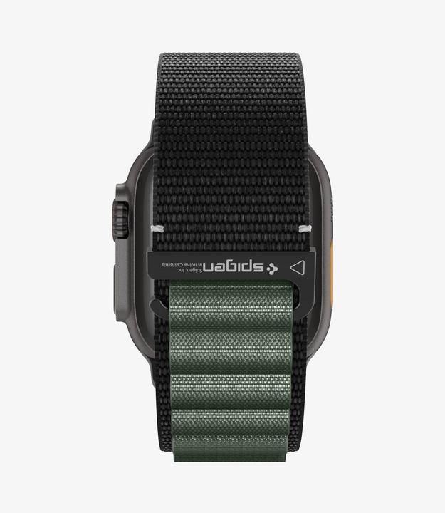 Produktbild Spigen Armband WBF1 Armband für Apple Watch 44 / 45 / 46 / 49 mm - Schwarz und Grün (49 mm, Nylon)