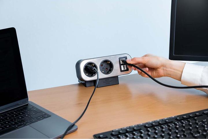 Actual product image Brennenstuhl estilo duplex desktop socket strip, 2x Keystone modules, 10x protective contact sockets (10 x, 2 m)