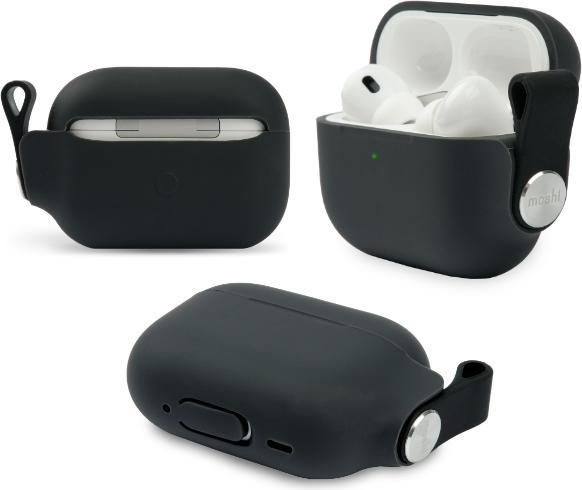 Image du produit Moshi Pebbo Schutzhülle für Airpods Pro 2 - Silikon - Schwarz (Manchon pour casque d'écoute)