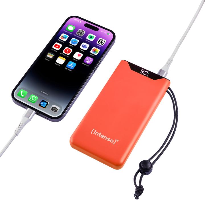 Image du produit Intenso Powerbank F10000 Orange (orange, 10 000 mAh, PD 3.0, Quick Charge 3.0) (10000 mAh, 20 W, 20 Wh)