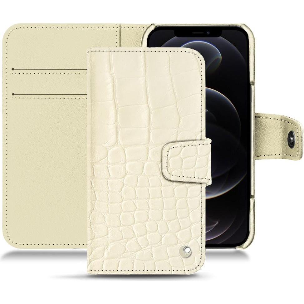 Noreve Lederschutzhülle Wallet (Apple iPhone 12 Pro), Smartphone Hülle, Weiss