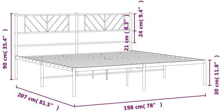 Produktbild vidaXL Metall Bettgestell (193 x 203 cm)