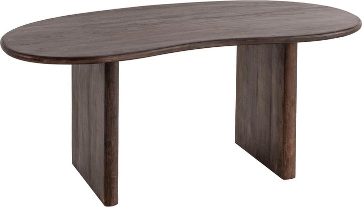 FineBuy Dining room table Dining table 180 cm wood dark brown Kitchen table kidney shape (180 x 90 x 75 cm)