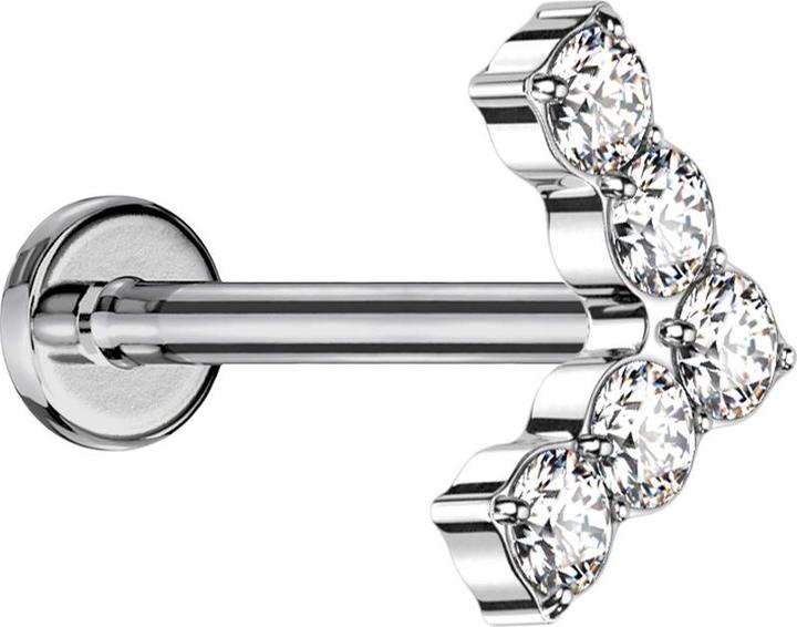 Produktbild Star Piercing Micro Threadless Labret silber Winkel mit Kristallen silber (Titan, ohne Messing)
