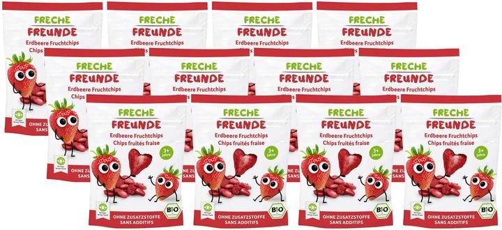Valeurs nutritives et ingrédients Freche Freunde Chips de fruits à grignoter Fraise 12x 12 g (144 g)