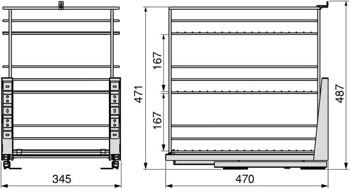 Actual product image Emuca Supra uitschuifbare wagen met zachte sluiting aan de onderkant, module 400mm, Staal, Verchroom