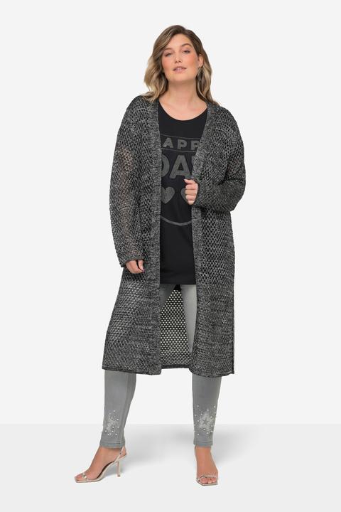 Produktbild Miamoda Long-Strickjacke, Ajourstrick, Metallic-Effekt, Langarm (54)