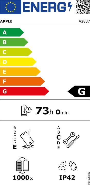 Energie-Label Apple iPad Pro 11 2024 (M4) (5G, 11", 256 GB, Space Black)