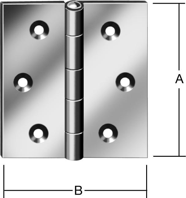 Actual product image Vormann Hinge 10503 Height 60 mm Width 60 mm Thickness 1.2 mm Stainless steel rolled, square-edged