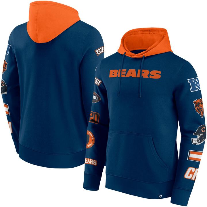 Immagine prodotto Fanatics Felpa con cappuccio con stampa sulle maniche dei Chicago Bears NFL - S (S)