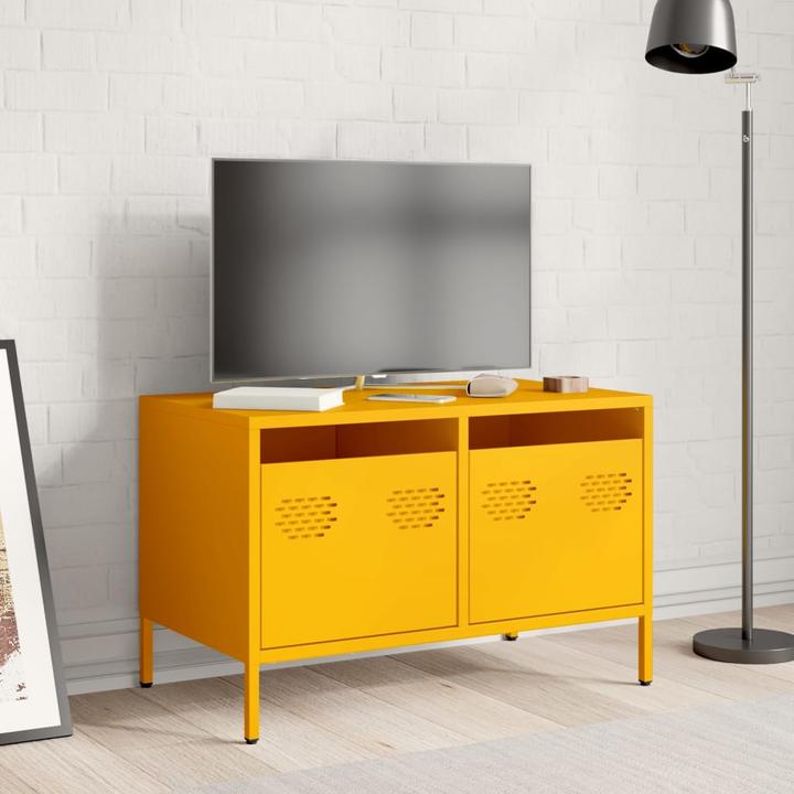 Produktbild VidaXL TV Schrank Fernsehtisch Fernsehschrank Lowboard TV Möbel Senfgelb Stahl