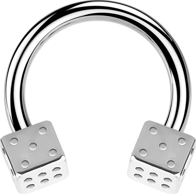 Produktbild Star Piercing Micro Circular Barbell silber mit zwei Würfel (ohne Messing, Chirurgenstahl 316L)
