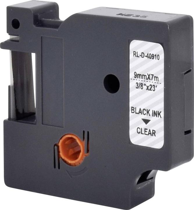 Produktbild Renkforce Schriftband RF-LT-D40910 Kompatibel ersetzt DYMO D1 - 40910 9 mm Ban (0.90 cm, Schwarz, Transparent)