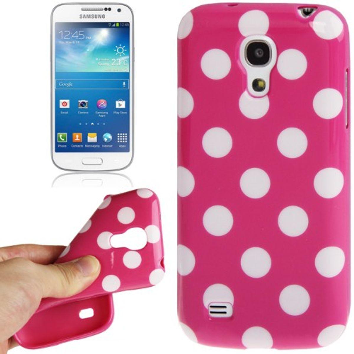 König Design Schutzhülle Punkte TPU Case für Handy Samsung Galaxy S4 mini i9190 pink/weiss (Samsung Galaxy S4 mini), Sma...