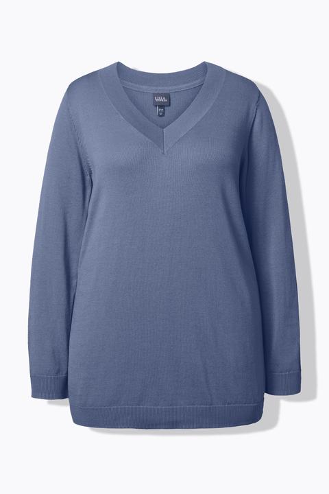 Produktbild Ulla Popken Pullover, V-Ausschnitt, Langarm, weicher Feinstrick (46, 48)