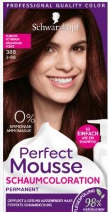 Actual product image Schwarzkopf Perfect Mousse Schaumcoloration (388 Dark reddish brown)