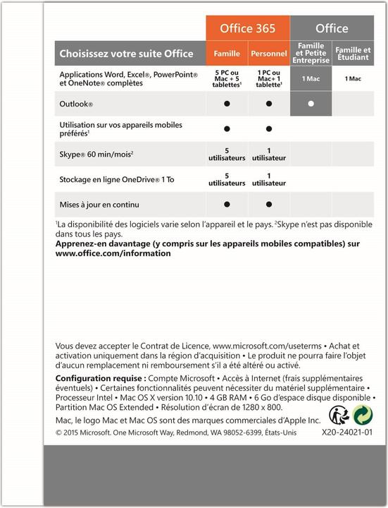 Image du produit Microsoft Office 2016 Famille et Entreprise (1 Utilisateur, Illimité)