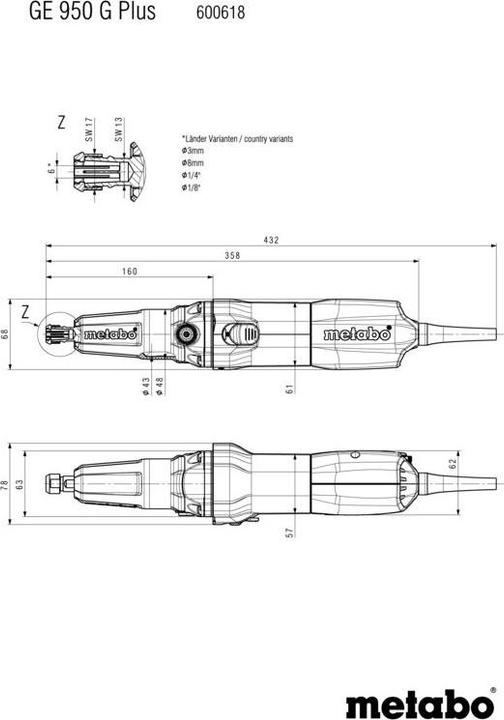 Actual product image Metabo GE 950 G Plus (Straight grinder, 950 W)