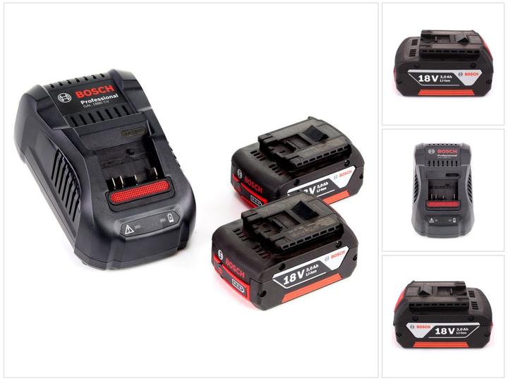 Bosch Professional Bosch Basis Set 18 V: 2x Batteries GBA 18 V 3.0 Ah Li-Ion + Fast Charger GAL 1880 (18 V)