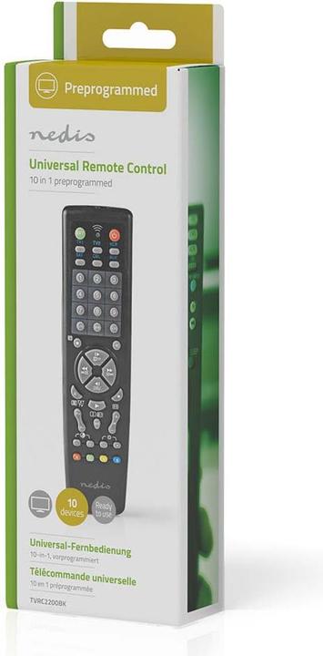 Produktbild Nedis Universal-Fernbedienung Vorprogrammiert 10 Geräte Speichertasten/TV Guide-Taste Infrarot Schwa (Universal Fernbedienung, Infrarot)