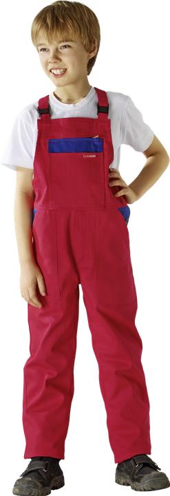 Planam Kinder-Latzhose mittelrot/kornblumenblau 134/140 146/152 (134, 146)