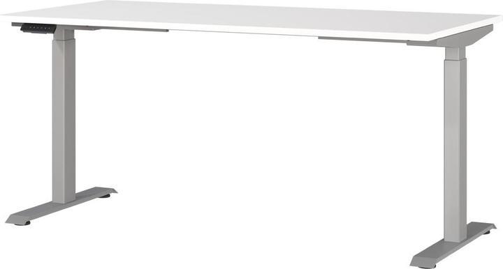Germania JET höhenverstellbarer Schreibtisch weiss rechteckig, T-Fuss-Gestell silber 160,0 x 80,0 cm