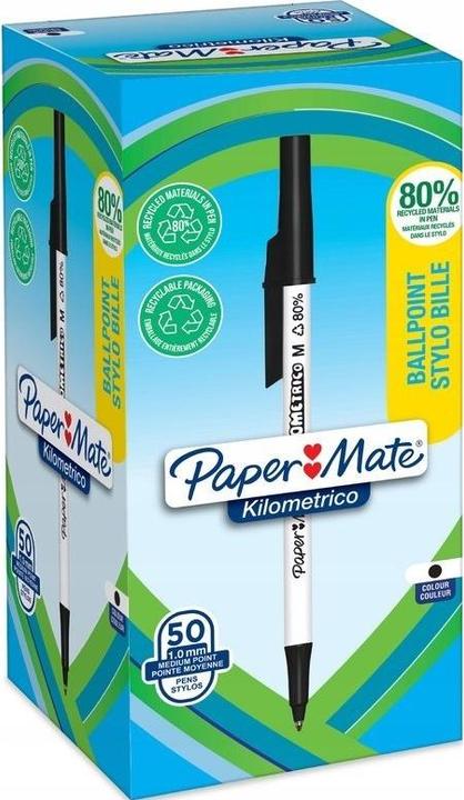 Immagine prodotto Paper Mate Biros Kilometrico Reycled M nero confezione da 50 pezzi (Nero, 50 x)