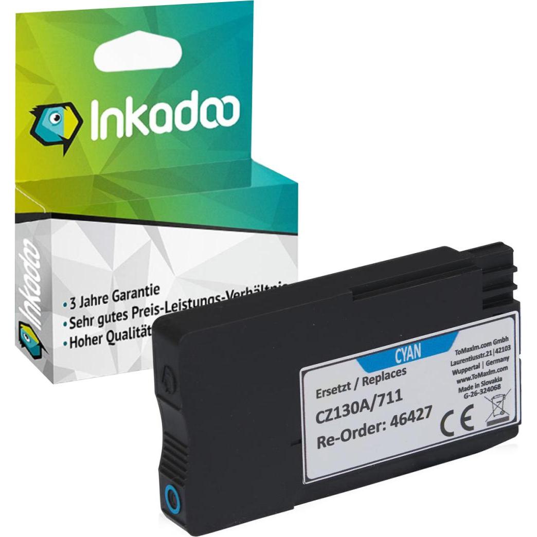 Inkadoo, Druckerpatrone, Druckerpatronen kompatibel zu HP CZ130A / 711 Tintenpatrone, cyan Cyan (C)