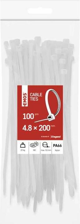 Produktbild Emos Kabelbinder 200×4,8, weiss, 100 Stk (200 mm, 100 Stk.)