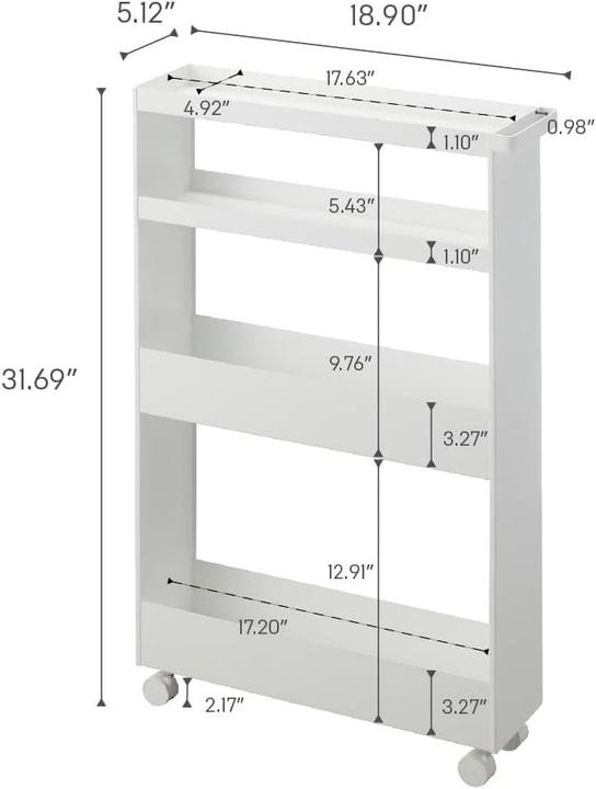Actual product image Yamazaki Schlanker 4-stöckiger Aufbewahrungswagen TOWER